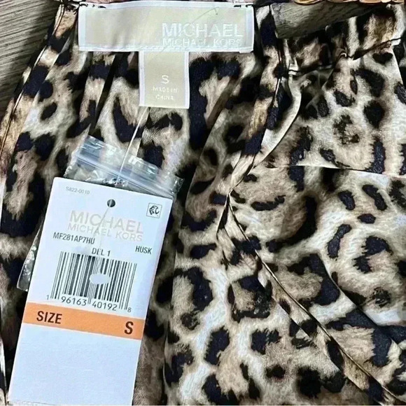 MICHAEL KORS Cheetah Flutter Sleeve Wide Leg Jumpsuit Small offices iren Mobwife - Picture 16 of 16